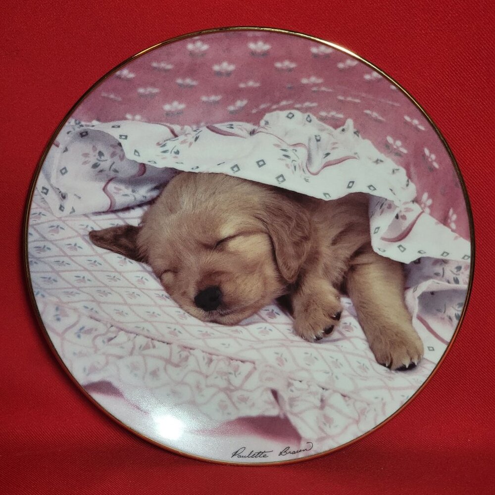 Do Not Disturb Golden Puppy Portraits Plate The Hamilton Collection 1994